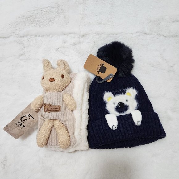 T&T Fashion Inc Other - COPY - Scarve+Cap Navy/Beige Kids set, One Size